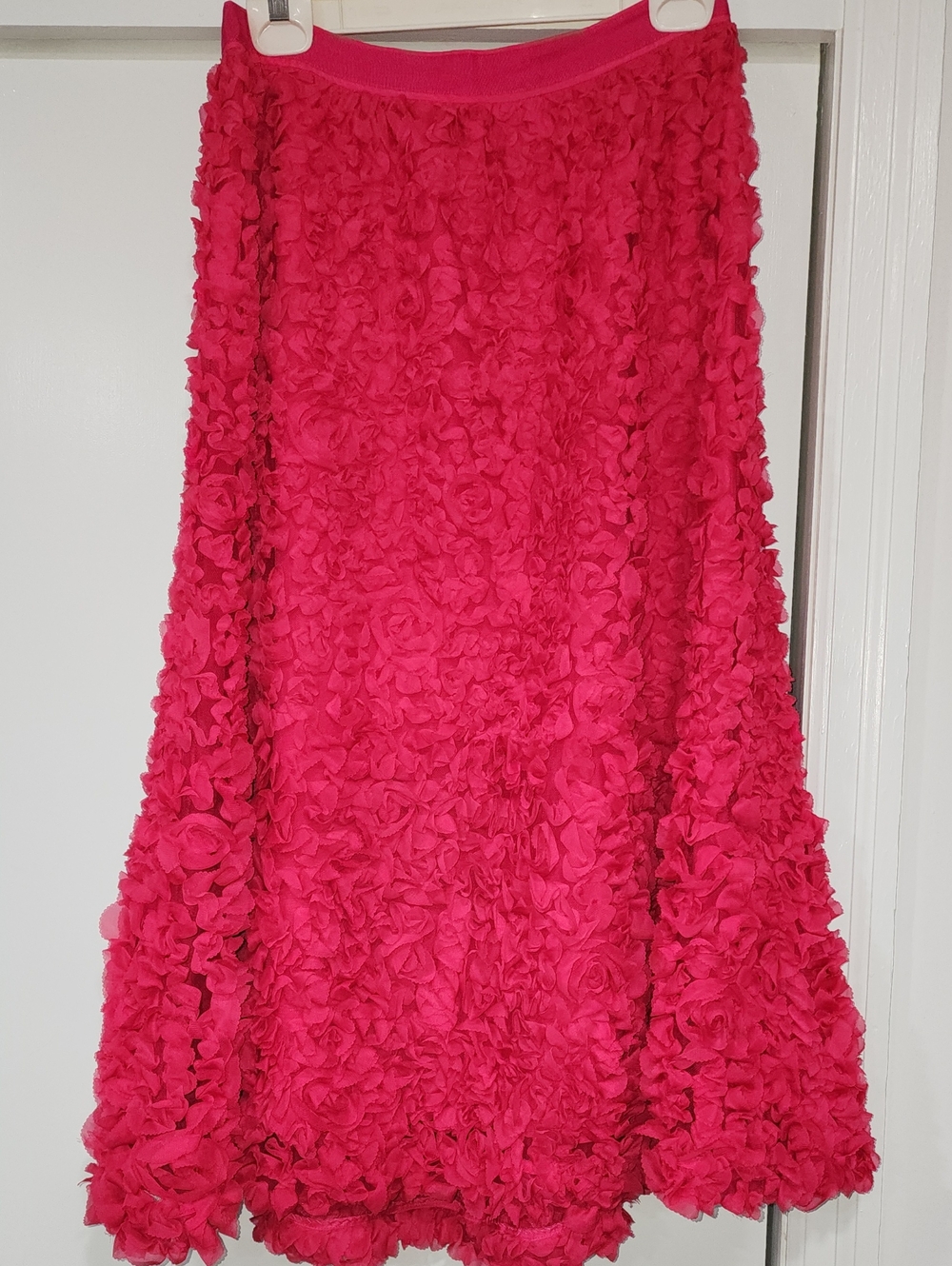 Maeve Vibrant Pink A-Line Rosette Maxi Skirt